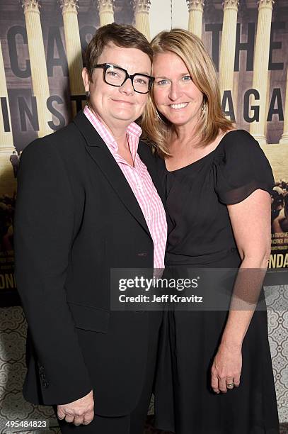 Documentary subjects Kris Perry and Sandy Stier attend the Los Angeles Premiere of the new HBO documentary "The Case Against 8" at DGA Theater on...