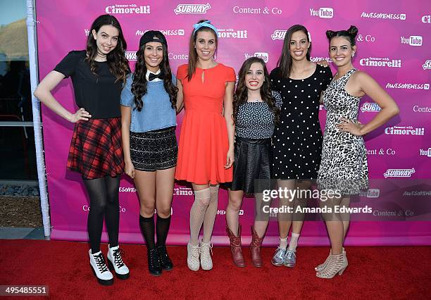 Singers Dani Cimorelli, Lauren Cimorelli, Christina Cimorelli, Amy Cimorelli, Katherine Cimorelli and Lisa Cimorelli of the band Cimorelli arrive at...