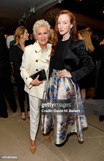 Julie Walters and Olivia Grant attend the Burberry Festive film premiere at 121 Regent Street on November 3, 2015 in London, England.