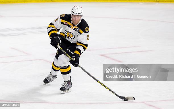 Matt Irwin of the Providence Bruins skates against the Springfield Falcons during an American Hockey League game at the Dunkin' Donuts Center on...