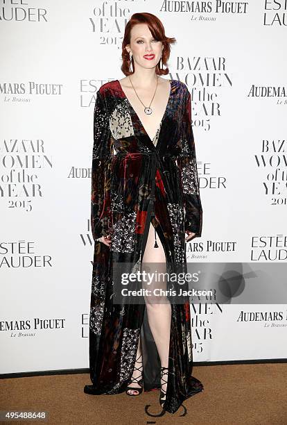 Model Karen Elson attends Harper's Bazaar Women of the Year Awards at Claridge's Hotel on November 3, 2015 in London, England.