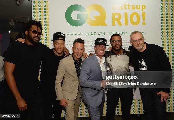 Maxwell Osborne, Dao-Yi Chow, Jim Nelson, Ben Watts, Maxwell and Jim Moore attend the GQ and Ben Watts Photo Exhibition celebrating the June issue...