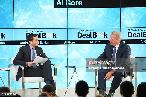 New York Times financial columnist Andrew Ross Sorkin participates in a panel discussion with former Vice President Al Gore, chairman of Generation...