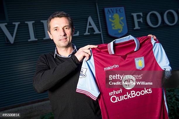 Remi Garde the new manager of Aston Villa poses for a picture at the clubs training ground Bodymoor Heath on November 03, 2015 in Birmingham, England.