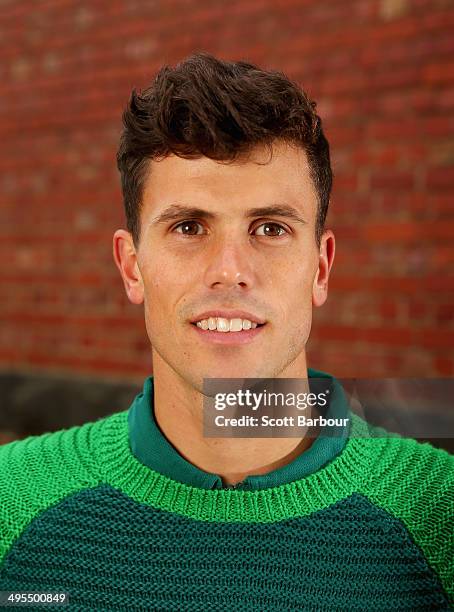 Australian athlete Jeff Riseley poses during the 2014 Australian Commonwealth Games Team Formal Uniform Unveiling at Glasgow Street Collingwood on...