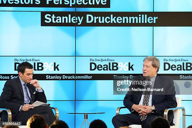 New York Times financial columnist Andrew Ross Sorkin participates in a panel discussion with Duquesne Capital Management founder Stanley...