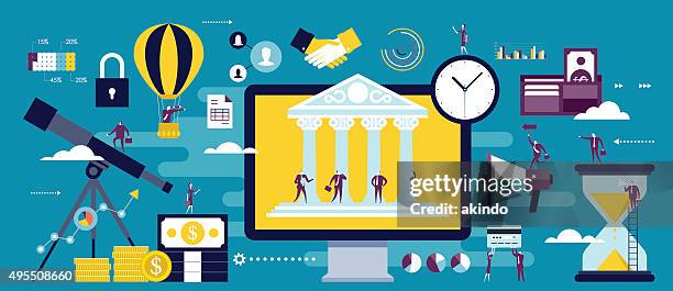 e-banking, online business communication - banking stock illustrations