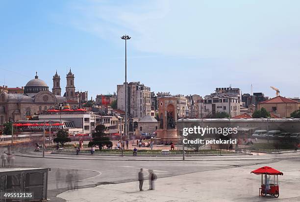 republic monument taksim square istanbul - taksim square stock pictures, royalty-free photos & images