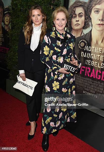 Actress Meryl Streep and daughter Grace Gummer arrive at the Los Angeles Premiere Of Focus Features' 'Suffragette' at Samuel Goldwyn Theater on...