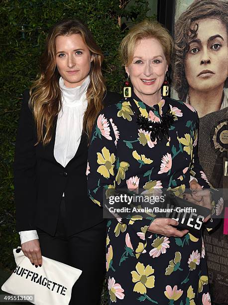 Actress Meryl Streep and daughter Grace Gummer arrive at the Los Angeles Premiere Of Focus Features' 'Suffragette' at Samuel Goldwyn Theater on...