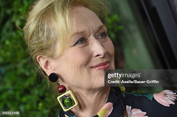 Actress Meryl Streep arrives at the Los Angeles Premiere Of Focus Features' 'Suffragette' at Samuel Goldwyn Theater on October 20, 2015 in Beverly...