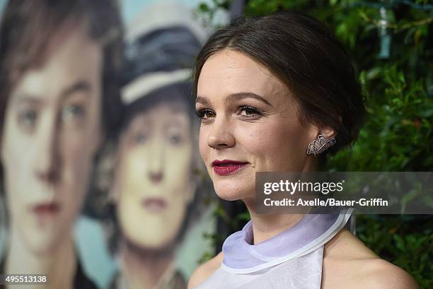 Actress Carey Mulligan arrives at the Los Angeles Premiere Of Focus Features' 'Suffragette' at Samuel Goldwyn Theater on October 20, 2015 in Beverly...