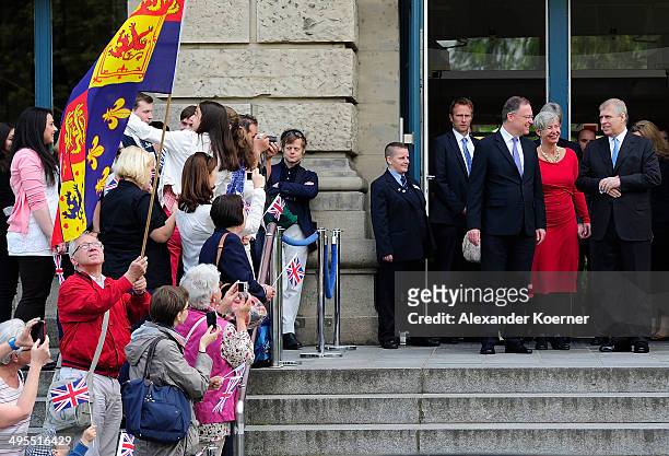 Prince Andrew , the Duke of York, and the Prime Minister of the State of Lower Saxony, Stephan Weil are pictured as they leave the State Museum of...