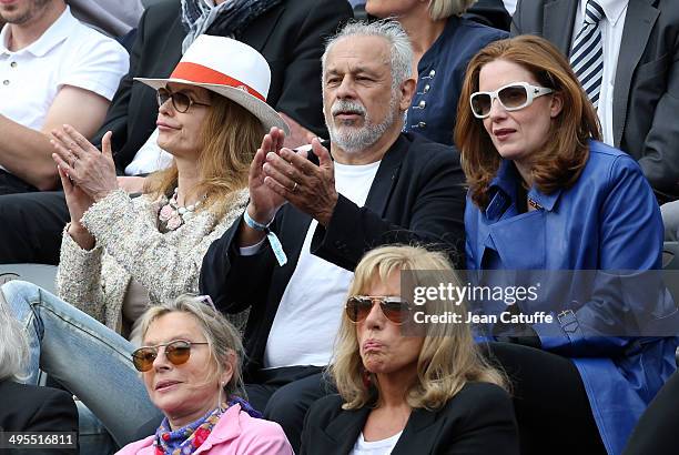 Cyrielle Claire, Francis Perrin and his wife Gersende Perrin, below them Veronique Sanson and husband Christian Meilland attend Day 10 of the French...