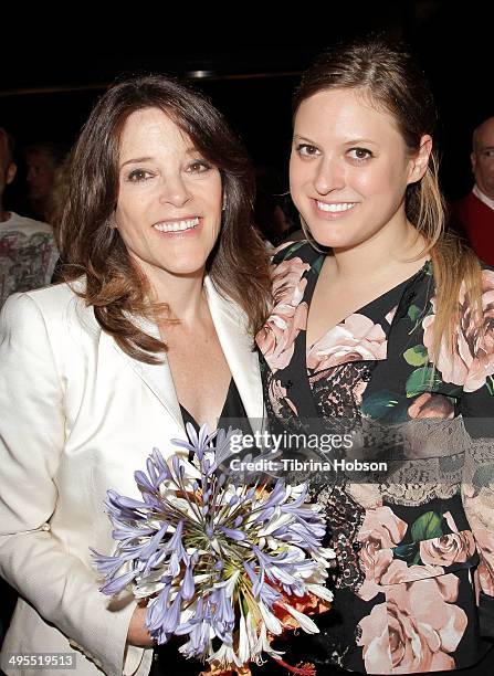 Marianne Williamson and daughter India Williamson attend an election celebration for independent congressional candidate Marianne Williamson on June...