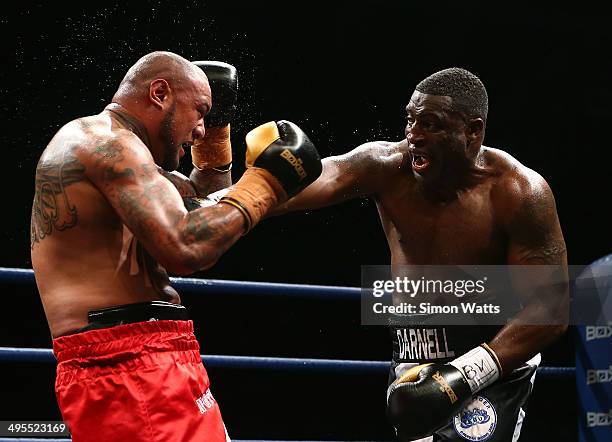 Michael Sprott throws a punch during the 'SUPER 8: Last Man Standing' semi-final bout between Michael Sprott and Antz Nansen at The Trusts Stadium on...