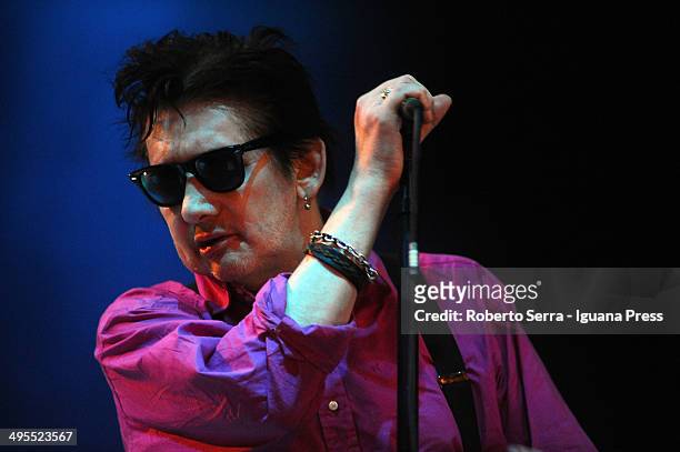 Shane MacGowan leads the Pogues in concert at Joe Strummer Arena for Rock in Idro on May 31, 2014 in Bologna, Italy.