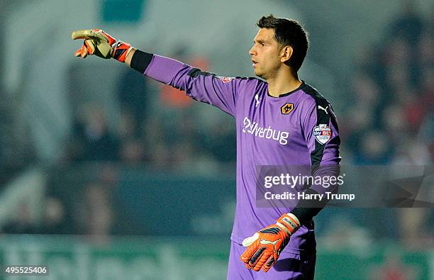 Emiliano Martinez of Wolverhampton Wanderers during the Sky Bet Championship match between Bristol City and Wolverhampton Wanderers at Ashton Gate on...