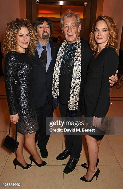Sir Trevor Nunn, Sir Ian McKellen and Ruth Wilson attend the Harper's Bazaar Women of the Year Awards 2015 at Claridges Hotel on November 3, 2015 in...