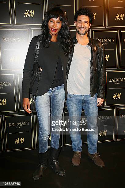 Youma Diakite and Fabrizio Ragone attend Balmain For H&M Collection Preview Photocall on November 3, 2015 in Rome, Italy.