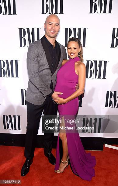 Former NFL player Mike Caussin and singer Jana Kramer attend the 63rd Annual BMI Country awards on November 3, 2015 in Nashville, Tennessee.