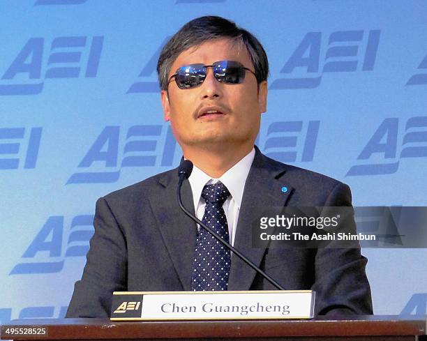 Chen Guangcheng, blind Chinese lawyer, human rights activist and senior fellow in human rights at the Witherspoon Institute, speaks during a...
