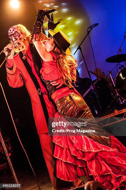 Vocalist Arthur Brown and dancer Angel Flame of English rock group The Crazy World of Arthur Brown performing live on stage at the Hard Rock Hell...