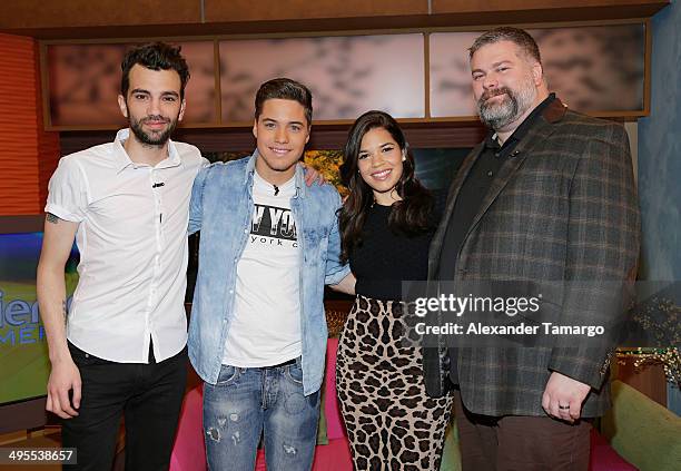 Jay Baruchel, William Valdes, America Ferrera and Dean DeBlois are seen on the set of Despierta America to promote the movie 'How to Train Your...