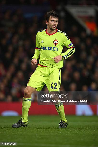 Georgi Schennikov of CSKA Moscow during the UEFA Champions League match between Manchester United and PFC CSKA Moskva on November 3, 2015 in...