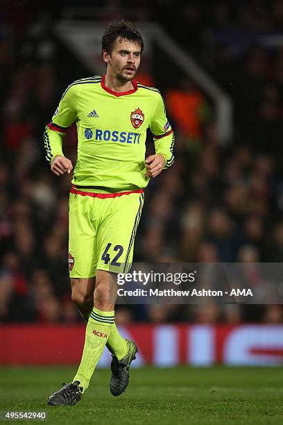 Georgi Schennikov of CSKA Moscow during the UEFA Champions League match between Manchester United and PFC CSKA Moskva on November 3, 2015 in...