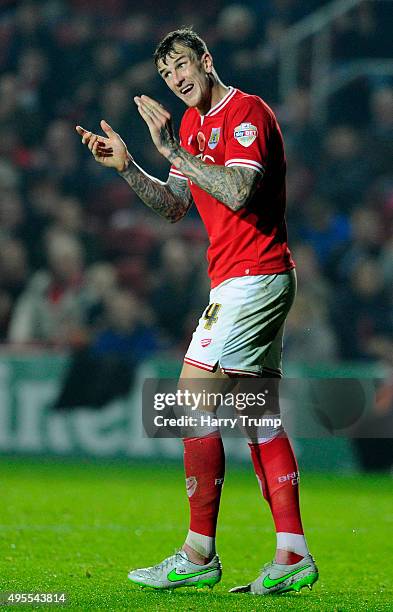 Aden Flint of Bristol City during the Sky Bet Championship match between Bristol City and Wolverhampton Wanderers at Ashton Gate on November 3, 2015...