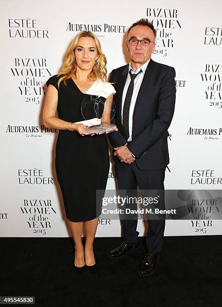 Kate Winslet and Danny Boyle attend the Harper's Bazaar Women of the Year Awards 2015 at Claridges Hotel on November 3, 2015 in London, England.