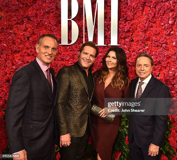 President and CEO of BMI, Michael ONeill and BMI Vice President, Writer/Publisher Relations, Nashville, Jody Williams pose with musical artist...