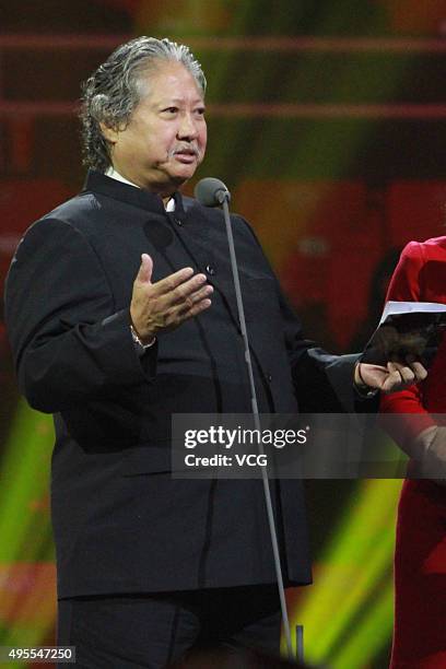 Hong Kong actor Sammo Hung attends the awards ceremony of 2015 Asian Influence Award Oriental Ceremony at Beijing Workers' Gymnasium on November 3,...