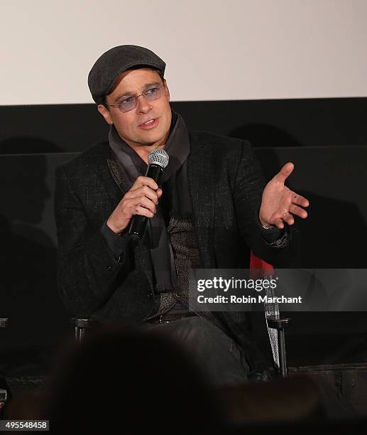 Brad Pitt attends an official Academy Screening of BY THE SEA hosted by The Academy Of Motion Picture Arts And Sciences on November 3, 2015 in New...