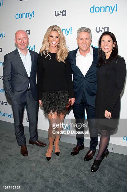 Chris McCumber, Christie Brinkley, Donny Deutsch, and Jackie de Crinis attend the premiere of USA Network's "Donny!" at The Rainbow Room on November...