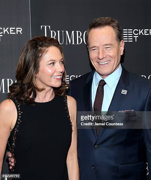 Actress Diane Lane and Actor Bryan Cranston attend the "Trumbo" New York premiere at MoMA Titus Two on November 3, 2015 in New York City.