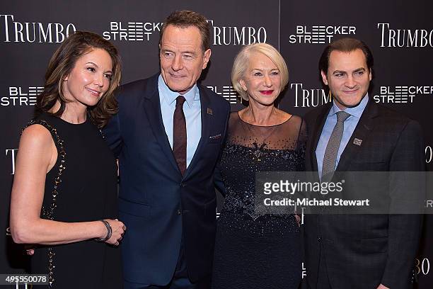 Actors Diane Lane, Dame Helen Mirren, Bryan Cranston and Michael Stuhlbarg attend the "Trumbo" New York premiere at MoMA Titus Two on November 3,...