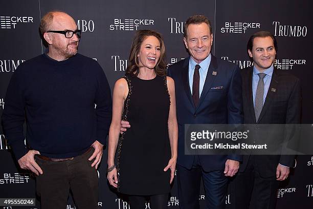Actors Louis C.K., Diane Lane, Bryan Cranston and Michael Stuhlbarg attend the "Trumbo" New York premiere at MoMA Titus Two on November 3, 2015 in...