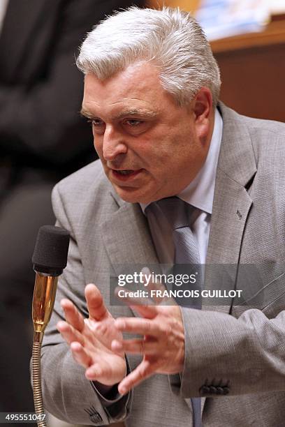 French junior minister for Transport, Maritime and Fishery, Frederic Cuvillier speaks during a session of question to the governement on June 3, 2014...