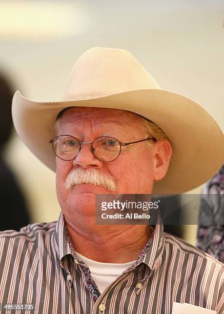Co owner of California Chrome Steve Coburn looks on during the Belmont stakes Draw at Belmont Park on June 4, 2014 in Elmont, New York