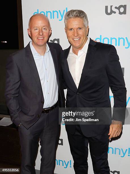 Network president Chris McCumber and advertising executive/TV personality Donny Deutsch attend the USA Network hosts the premiere of "Donny!" at The...