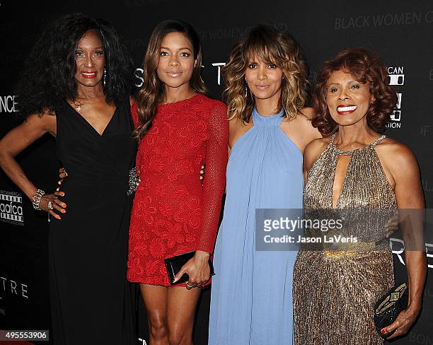 Actresses Trina Parks, Naomie Harris, Halle Berry and Gloria Hendry attend "Spectre" - The Black Women of Bond Tribute at California African American...