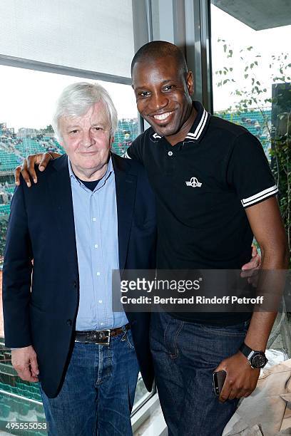 Jacques Perrin and rapper Abd al Malik pose at France Television french chanels studio whyle the Roland Garros French Tennis Open 2014 - Day 11 on...