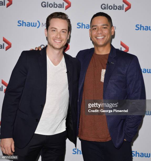 Actor Jesse Lee Soffer from the show "Chicago PD" and Charlie Barnett from the show " Chicago Fire" attend the Shaw Media 2014 Upfront Press...
