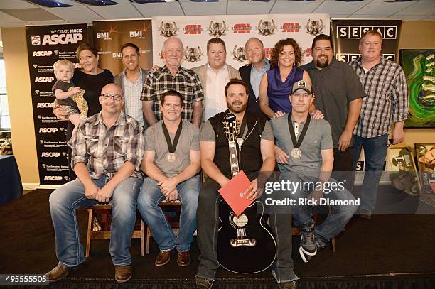 Back row : Senior Director, Writer/Publisher Relations of SESAC Shannan Hatch with son Henry; BBR Music Group Executive Vice President Jon Loba; BBR...