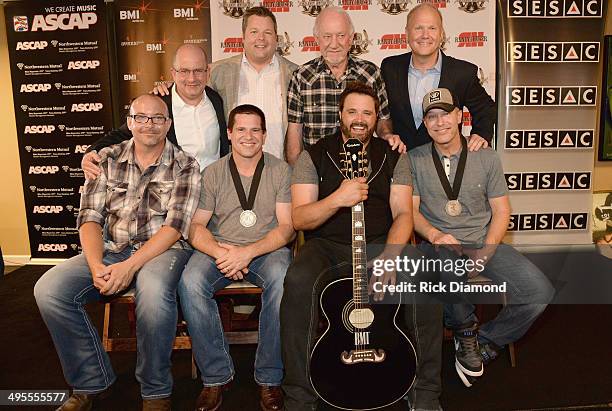 Back row : Avenue Bank's Ron Cox, Senior Director, Writer'Publisher Relations of BMI Bradley Collins, BBR Music Group President/CEO Benny Brown,...