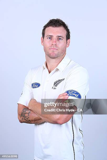 Doug Bracewell poses during a New Zealand Black Caps headshots session at The Gabba on November 4, 2015 in Brisbane, Australia.