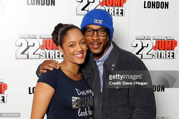 Singer Ashley Walters and his wife Danielle Walters attend the special celebrity screening of 22 Jump Street taking place at the new Firmdale Hotel,...