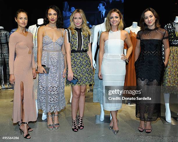 Actress Hannah Ware, actresses Aurora Perrineau, Anna Camp, Ruth Kearney and Zelda Williams attend Self-Portrait "Welcome To LA" Dinner at NeueHouse...